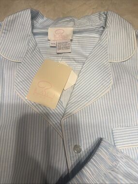 Bali Blue and White Striped Cotton Pajama Top